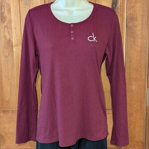 Calvin Klein‎ Women's Burgundy Long Sleeve Top